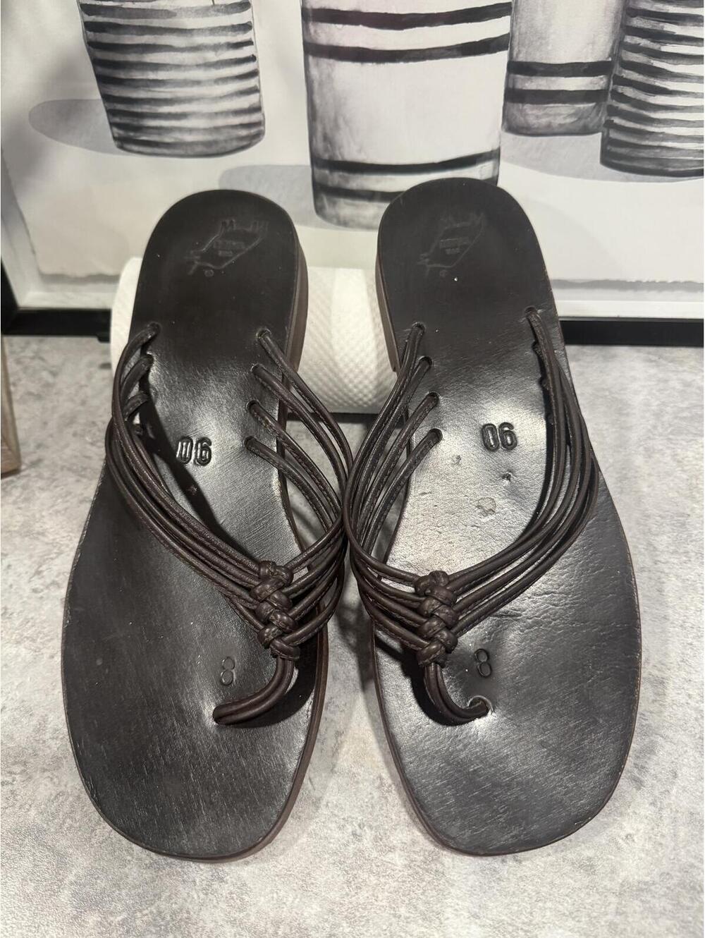Our Trive Women's Brown Leather Sandals Size 9
